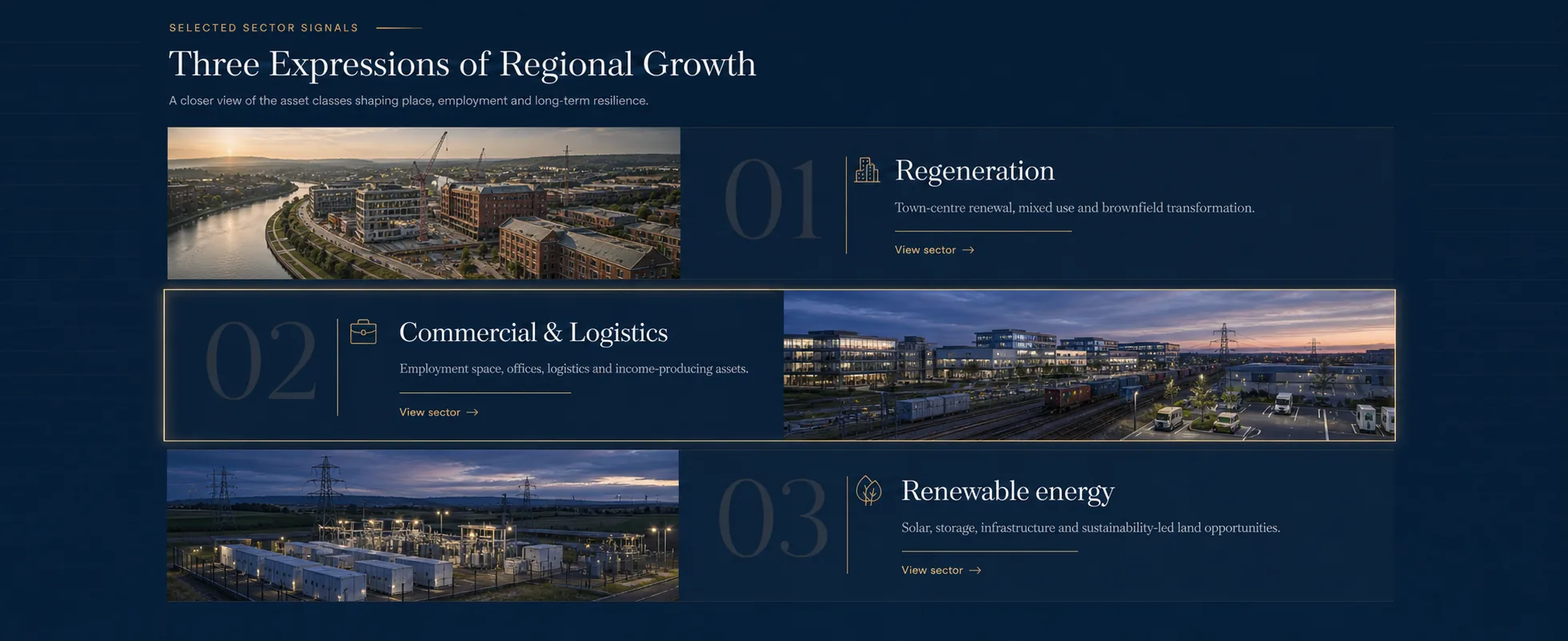 Three Expressions of Regional Growth: Regeneration, Commercial and Logistics, and Renewable Energy