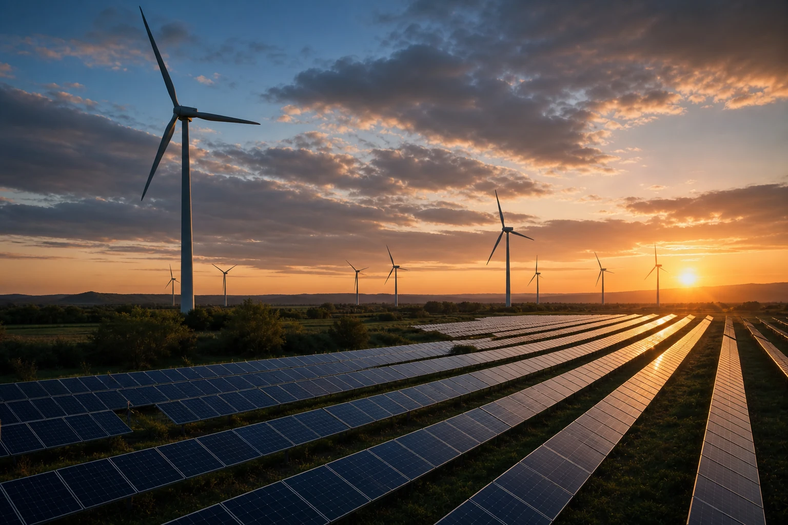 Solar panels and renewable energy infrastructure